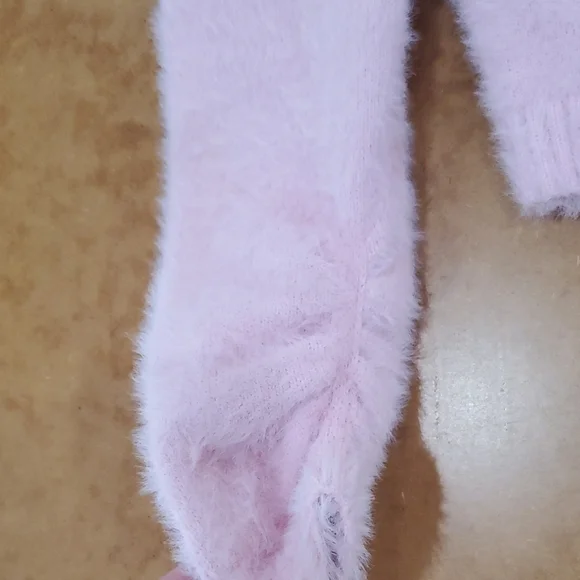 Fuzzy knit Pink cropped cardigan Sweater Sz S Cottage core 90s inspired - Picture 2 of 16